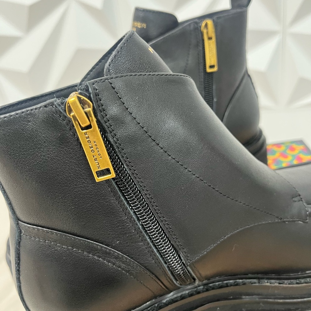 Kurt Geiger MayFair Chunky Boot Black Leather - Picture 7 of 11